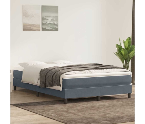 Cama box spring sin colchón terciopelo gris oscuro 140x210 cm