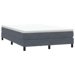 Cama box spring sin colchón terciopelo gris oscuro 140x210 cm