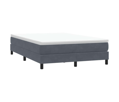 Cama box spring sin colchón terciopelo gris oscuro 140x210 cm