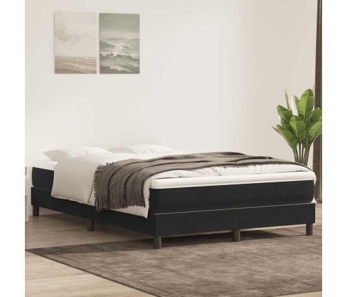 Cama box spring sin colchón cuero sintético negro 140x210 cm