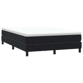 Cama box spring sin colchón cuero sintético negro 140x210 cm