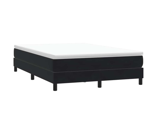 Cama box spring sin colchón cuero sintético negro 140x210 cm