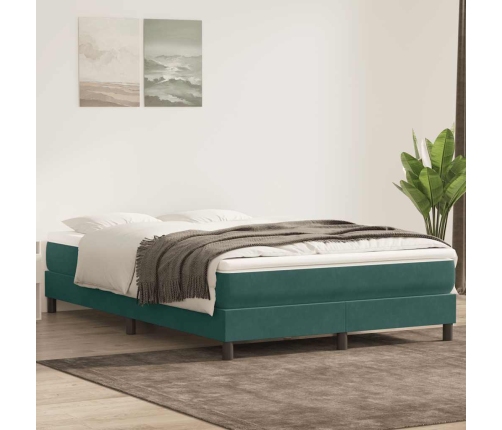 Cama box spring sin colchón terciopelo verde oscuro 140x210 cm