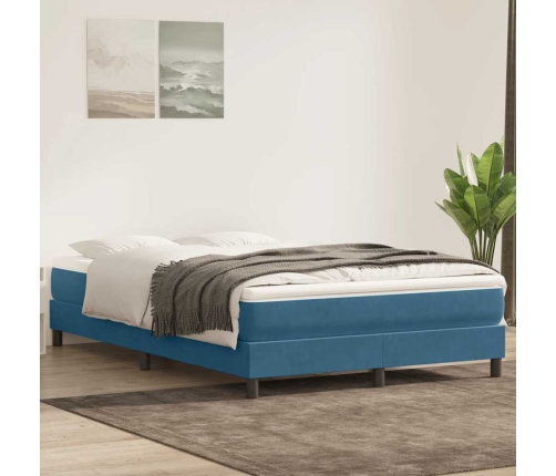 Cama box spring sin colchón terciopelo azul oscuro 140x210 cm