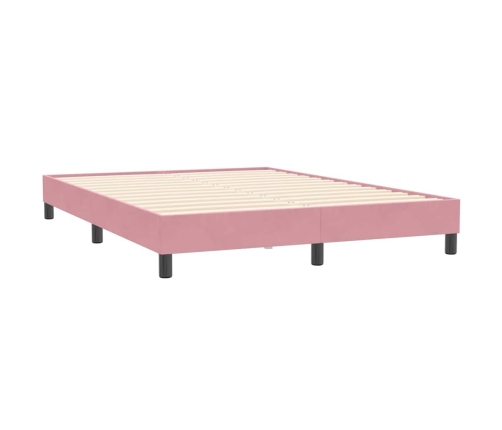 Cama box spring sin colchón terciopelo rosa 140x210 cm