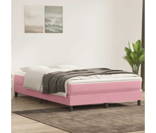 Cama box spring sin colchón terciopelo rosa 140x210 cm