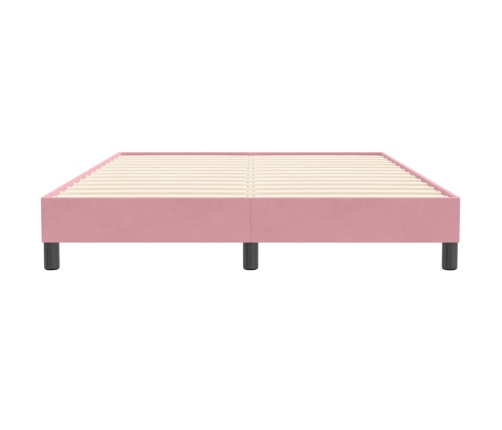 Cama box spring sin colchón terciopelo rosa 140x210 cm