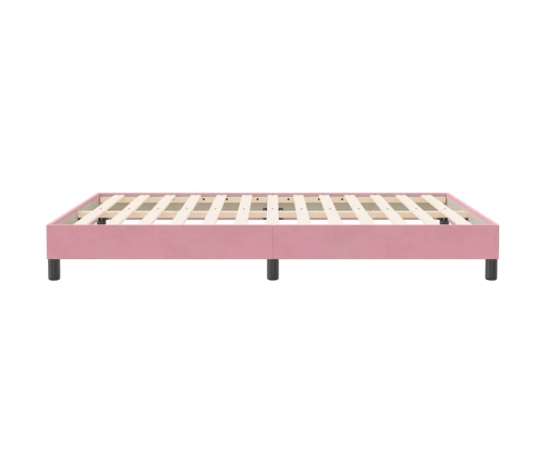 Cama box spring sin colchón terciopelo rosa 140x210 cm