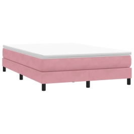 Cama box spring sin colchón terciopelo rosa 140x210 cm