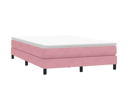 Cama box spring sin colchón terciopelo rosa 140x210 cm