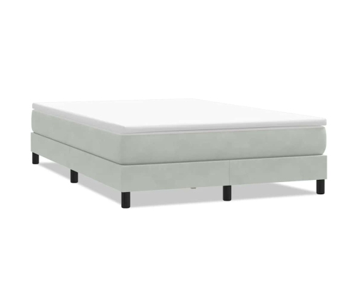 Cama box spring sin colchón terciopelo gris claro 160x210 cm