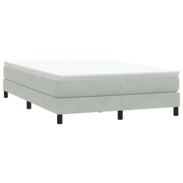 Cama box spring sin colchón terciopelo gris claro 160x210 cm