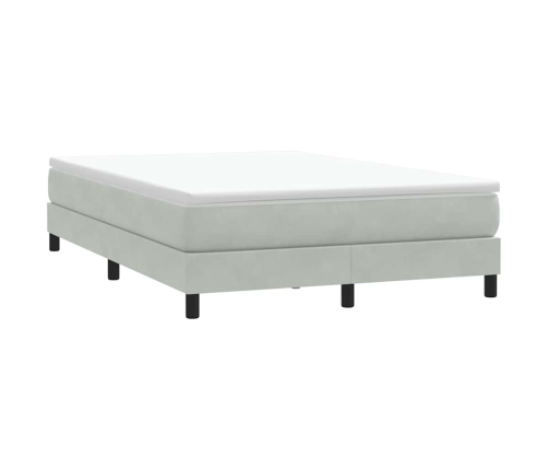 Cama box spring sin colchón terciopelo gris claro 160x210 cm