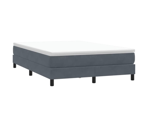 Cama box spring sin colchón terciopelo gris oscuro 160x210 cm