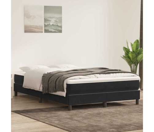 Cama box spring sin colchón cuero sintético negro 160x210 cm