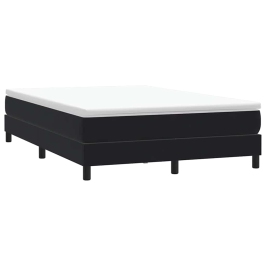 Cama box spring sin colchón cuero sintético negro 160x210 cm