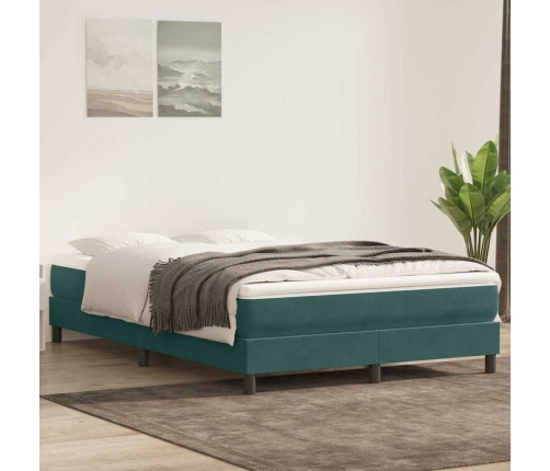 Cama box spring sin colchón terciopelo verde oscuro 160x210 cm