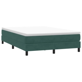 Cama box spring sin colchón terciopelo verde oscuro 160x210 cm