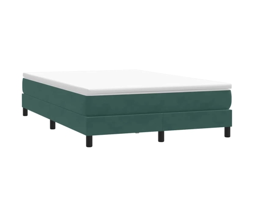 Cama box spring sin colchón terciopelo verde oscuro 160x210 cm