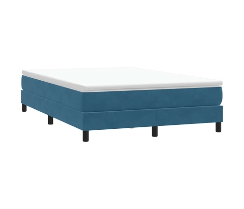 Cama box spring sin colchón terciopelo azul oscuro 160x210 cm