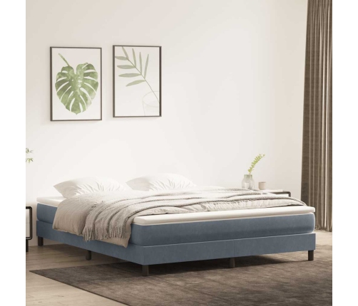 Cama box spring sin colchón terciopelo gris oscuro 180x210 cm