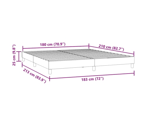 Cama box spring sin colchón terciopelo gris oscuro 180x210 cm