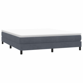 Cama box spring sin colchón terciopelo gris oscuro 180x210 cm