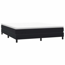 Cama box spring sin colchón cuero sintético negro 180x210 cm