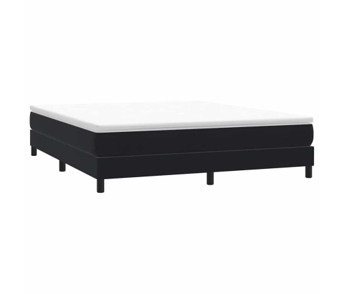 Cama box spring sin colchón cuero sintético negro 180x210 cm