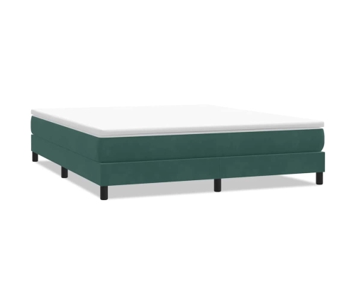 Cama box spring sin colchón terciopelo verde oscuro 180x210 cm