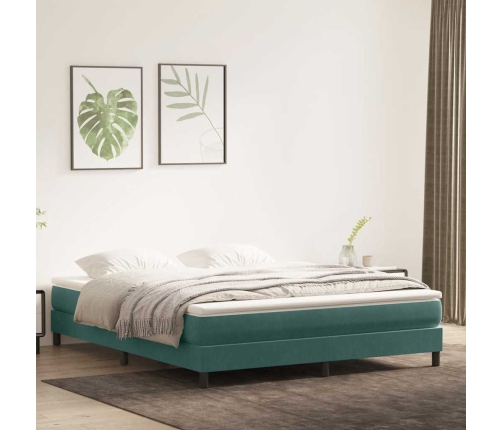 Cama box spring sin colchón terciopelo verde oscuro 180x210 cm