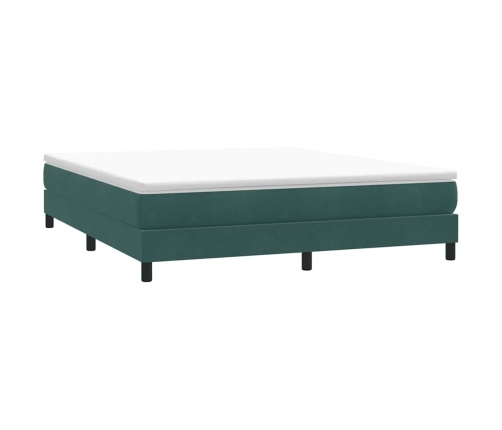 Cama box spring sin colchón terciopelo verde oscuro 180x210 cm