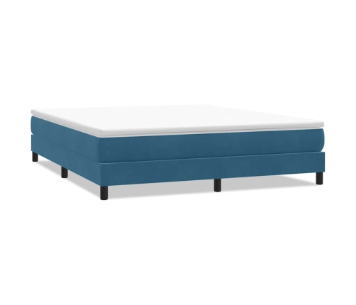 Cama box spring sin colchón terciopelo azul oscuro 180x210 cm