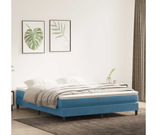 Cama box spring sin colchón terciopelo azul oscuro 180x210 cm