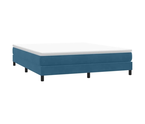 Cama box spring sin colchón terciopelo azul oscuro 180x210 cm