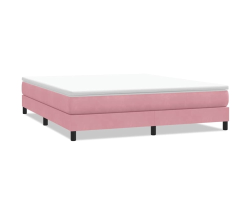 Cama box spring sin colchón terciopelo rosa 180x210 cm