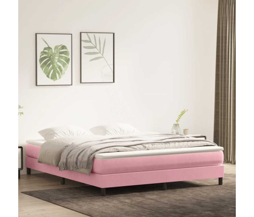 Cama box spring sin colchón terciopelo rosa 180x210 cm