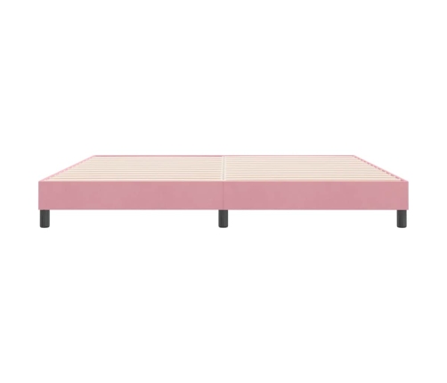 Cama box spring sin colchón terciopelo rosa 180x210 cm