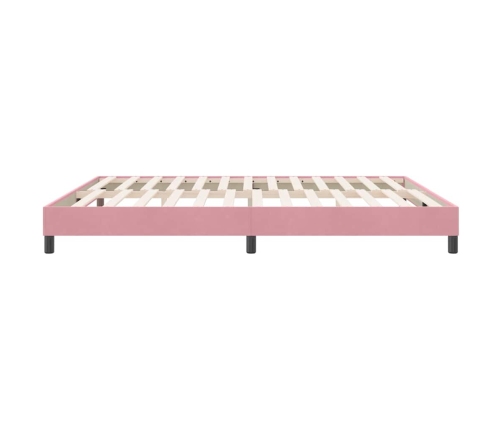 Cama box spring sin colchón terciopelo rosa 180x210 cm