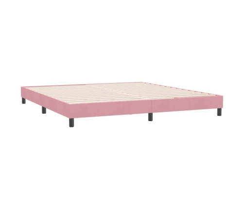 Cama box spring sin colchón terciopelo rosa 180x210 cm