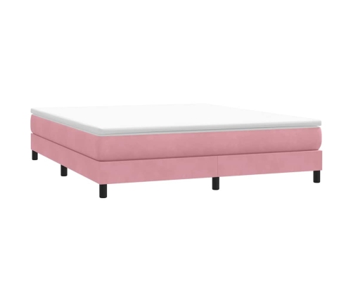 Cama box spring sin colchón terciopelo rosa 180x210 cm