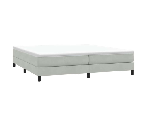 Cama box spring sin colchón terciopelo gris claro 200x210 cm