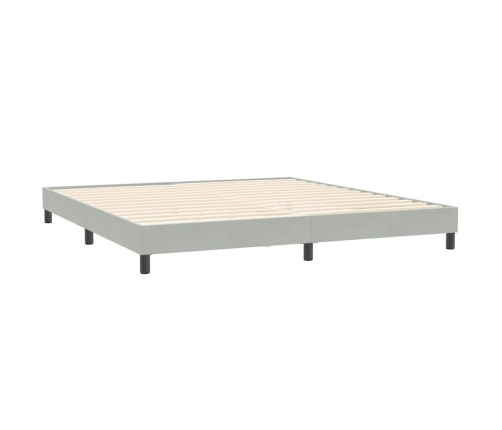 Cama box spring sin colchón terciopelo gris claro 200x210 cm