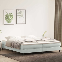 Cama box spring sin colchón terciopelo gris claro 200x210 cm