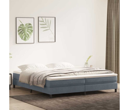 Cama box spring sin colchón gris oscuro terciopelo 200x210 cm