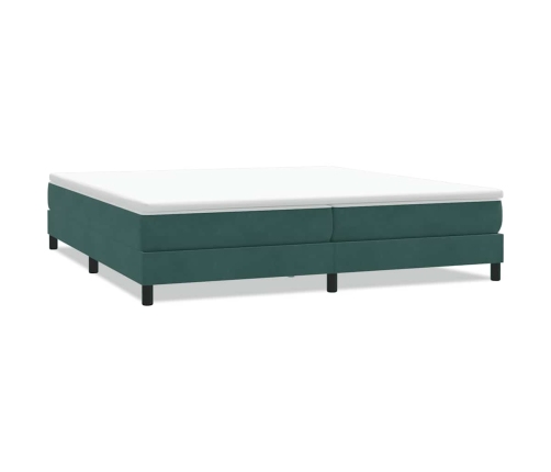 Cama box spring sin colchón verde oscuro terciopelo 200x210 cm