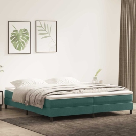 Cama box spring sin colchón verde oscuro terciopelo 200x210 cm