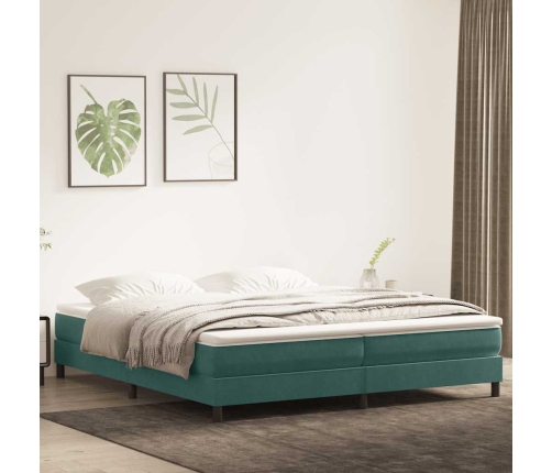 Cama box spring sin colchón verde oscuro terciopelo 200x210 cm