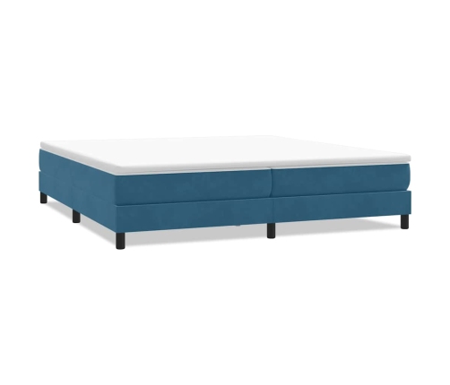 Cama box spring sin colchón azul oscuro terciopelo 200x210 cm