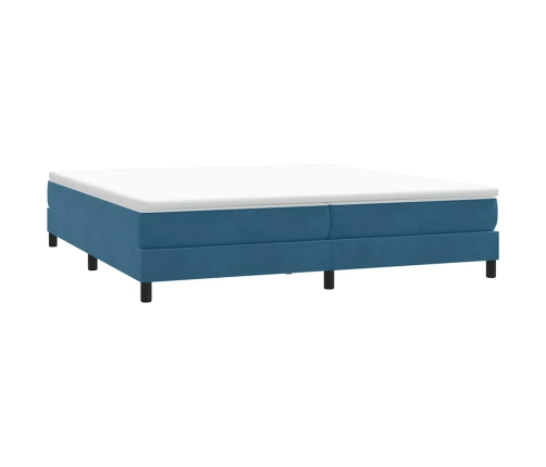 Cama box spring sin colchón azul oscuro terciopelo 200x210 cm